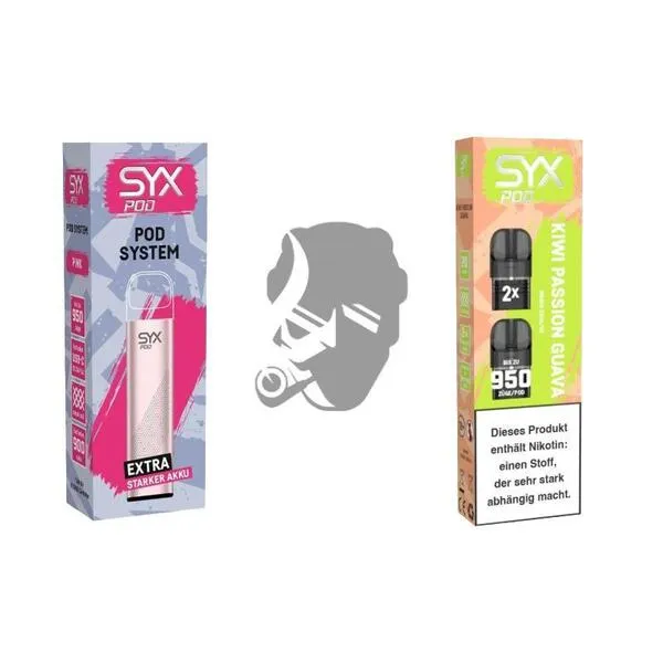 SYX Pod Pink + Cartridge Kiwi Passion Guave