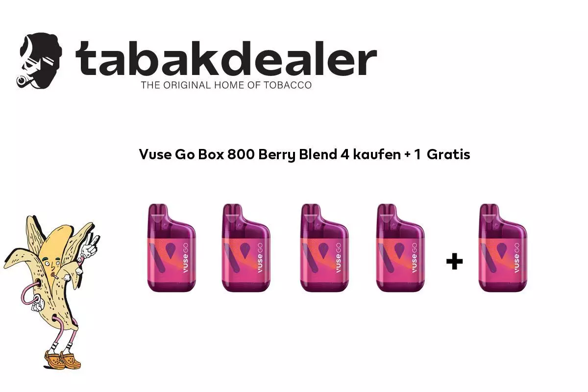 4 + 1 Gratis Vuse Go Box 800 Berry Blend 20mg/ml Nikotin