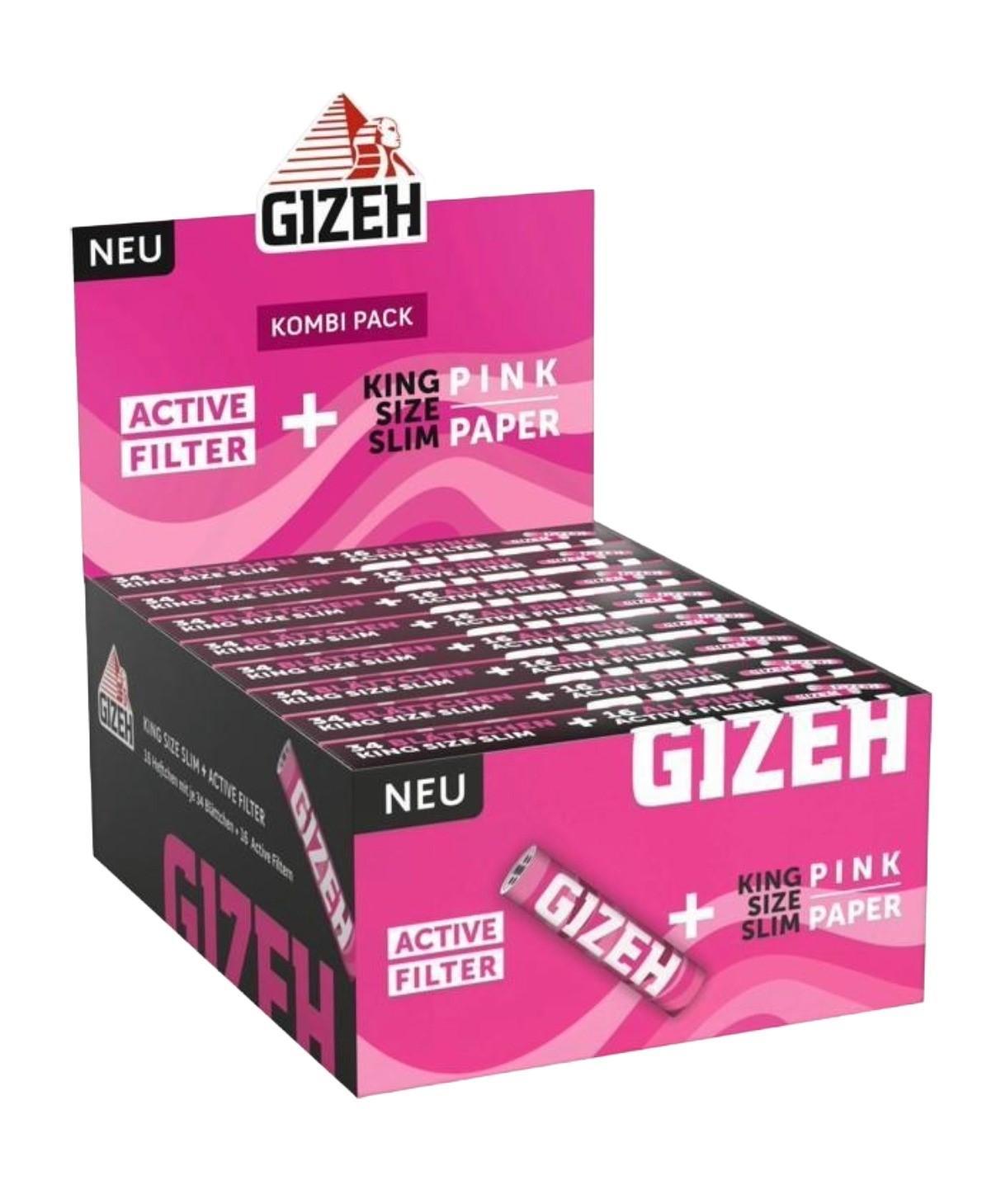 GIZEH PINK KSS + Active Filter 16 x 34 Blättchen