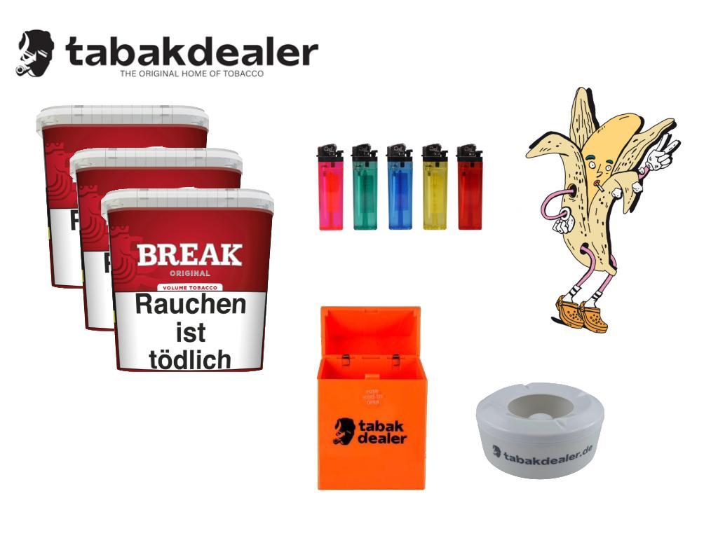 3 x Break Blue Bucket + 5 Cool Feuerzeuge + 1 Windascher + Tabakdealer Etui 