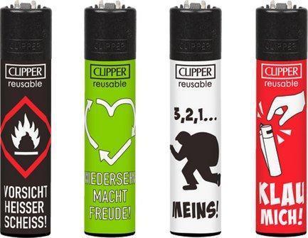 Clipper Feuerzeuge "Heisser Scheiss" 1 x 4 Stück