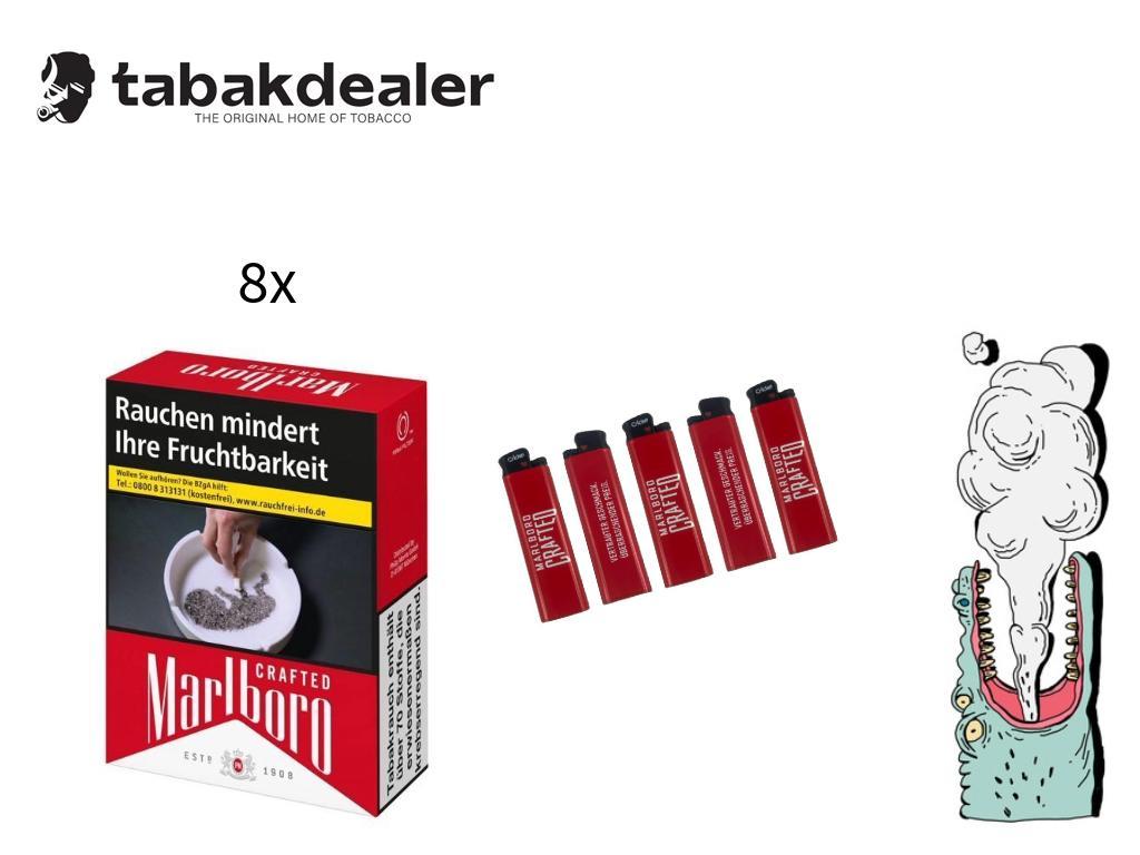 8x27 Zigaretten Marlboro Crafted Red 2XL + 5x Marlboro Feuerzeuge 