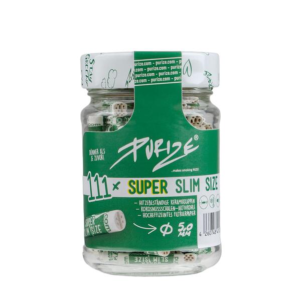 Purize Aktivkohlefilter Super Slim Size weiß 111 im Glas Purize Aktivkohlefilter Super Slim Size weiß 111 im Glas