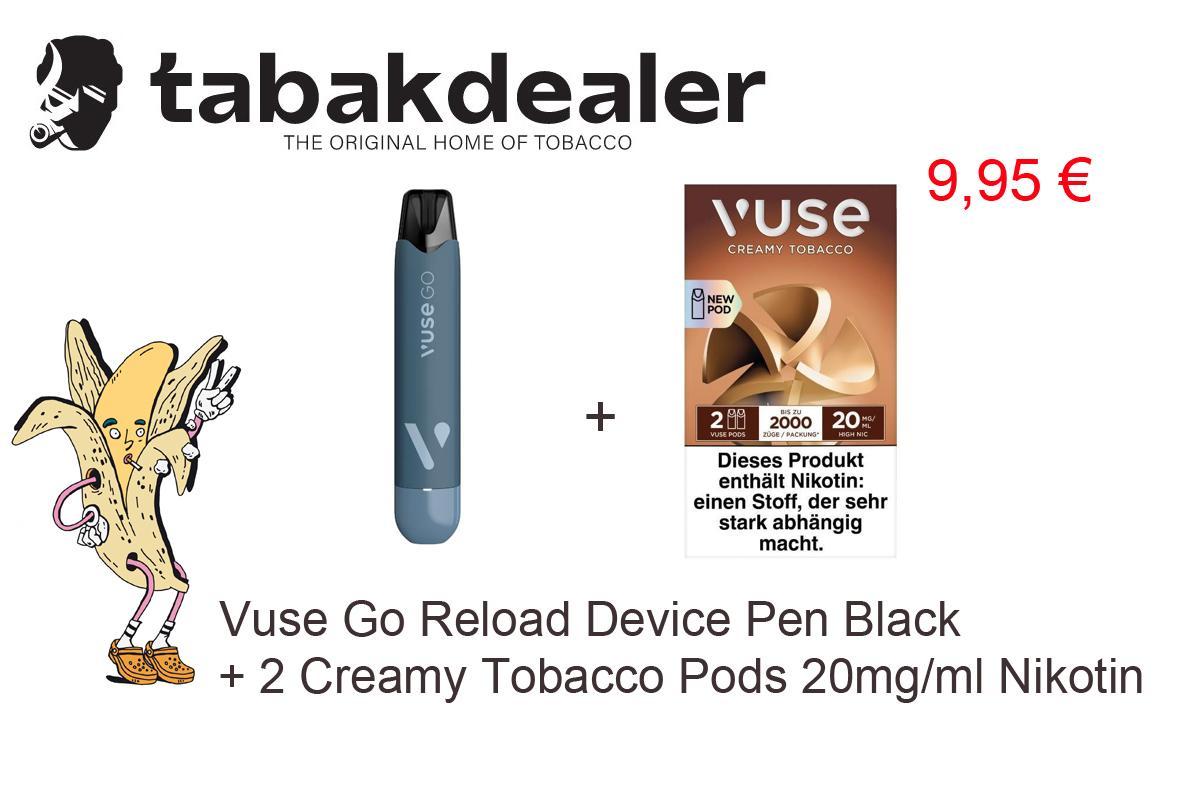 Vuse Go Reload Device Pen Black + 1 x 2 Vuse Pods Creamy Tobacco 20mg/ml