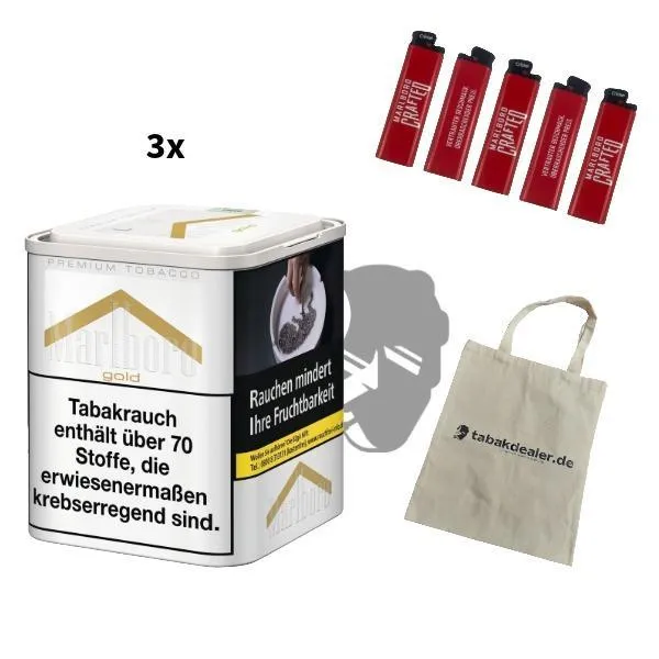 3x Marlboro Gold Tabak 70g