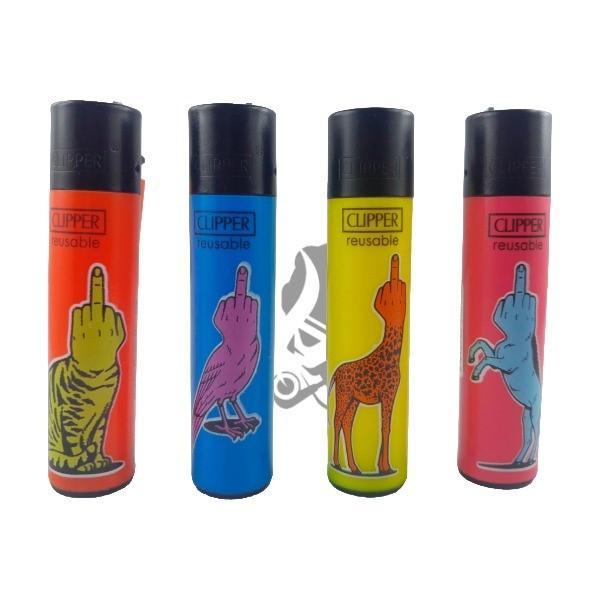 Clipper Mehrweg Feuerzeug Middlefinger up 1 x 4 Stück