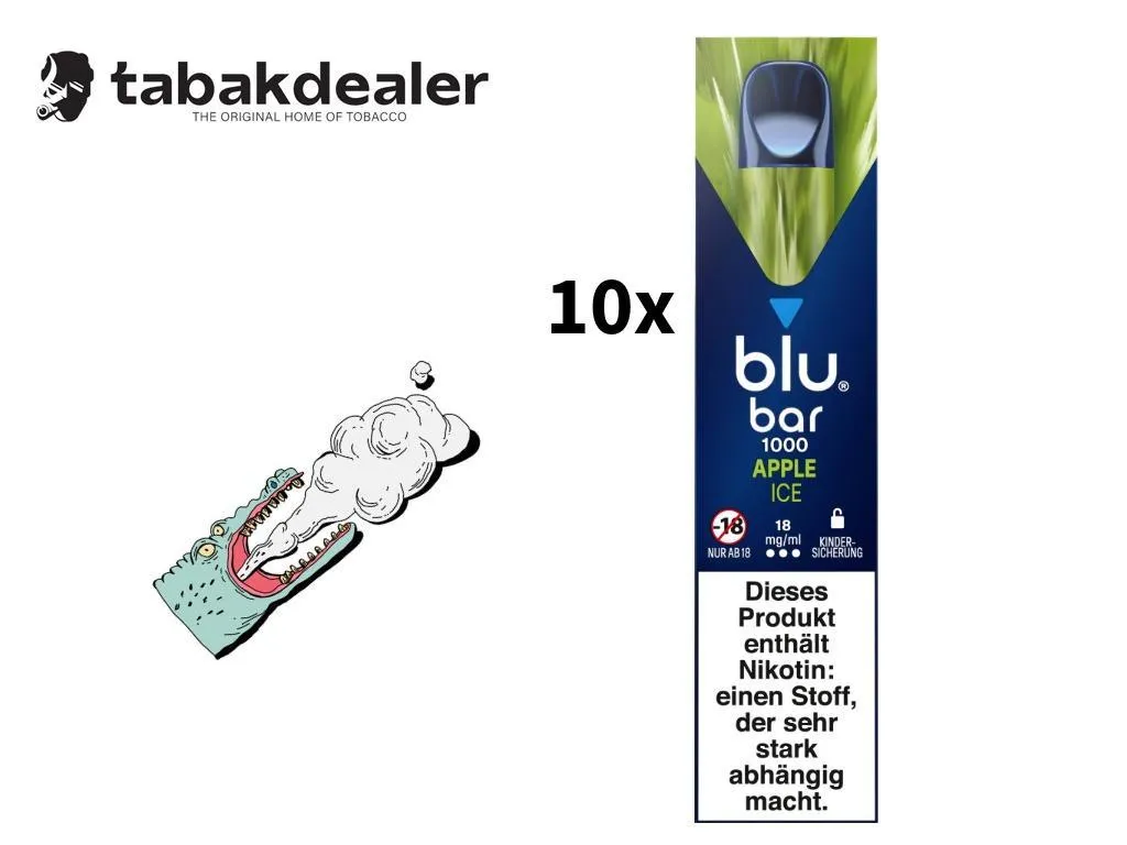 blu bar Apple Ice E-Shisha 18mg/ml 10 Stück 10 x 1 Stück