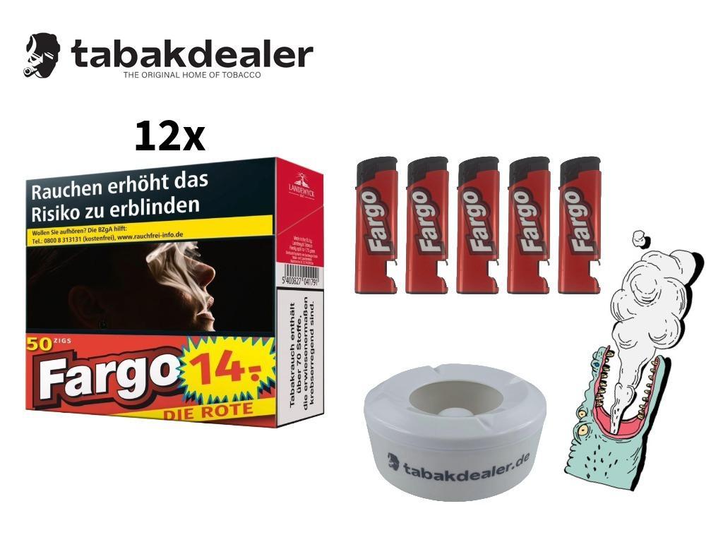 12x Fargo Rot 5XL Zigaretten, Fargo FZ, Aschenbecher 