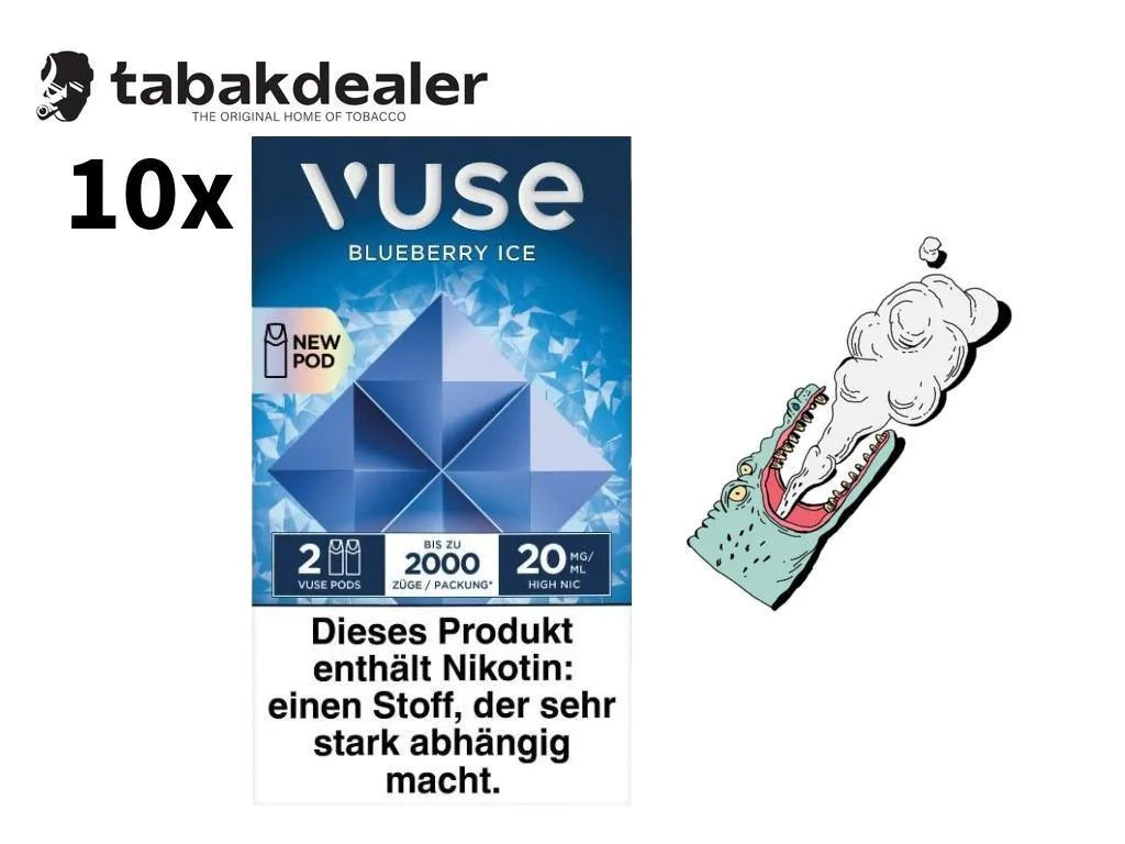 10x Vuse Pro Cap Blueberry Ice 20mg 10 x 2 Pods