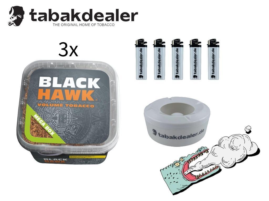 3x Black Hawk Mega Volumentabak 230g  3x Black Hawk Mega Volumentabak 230g