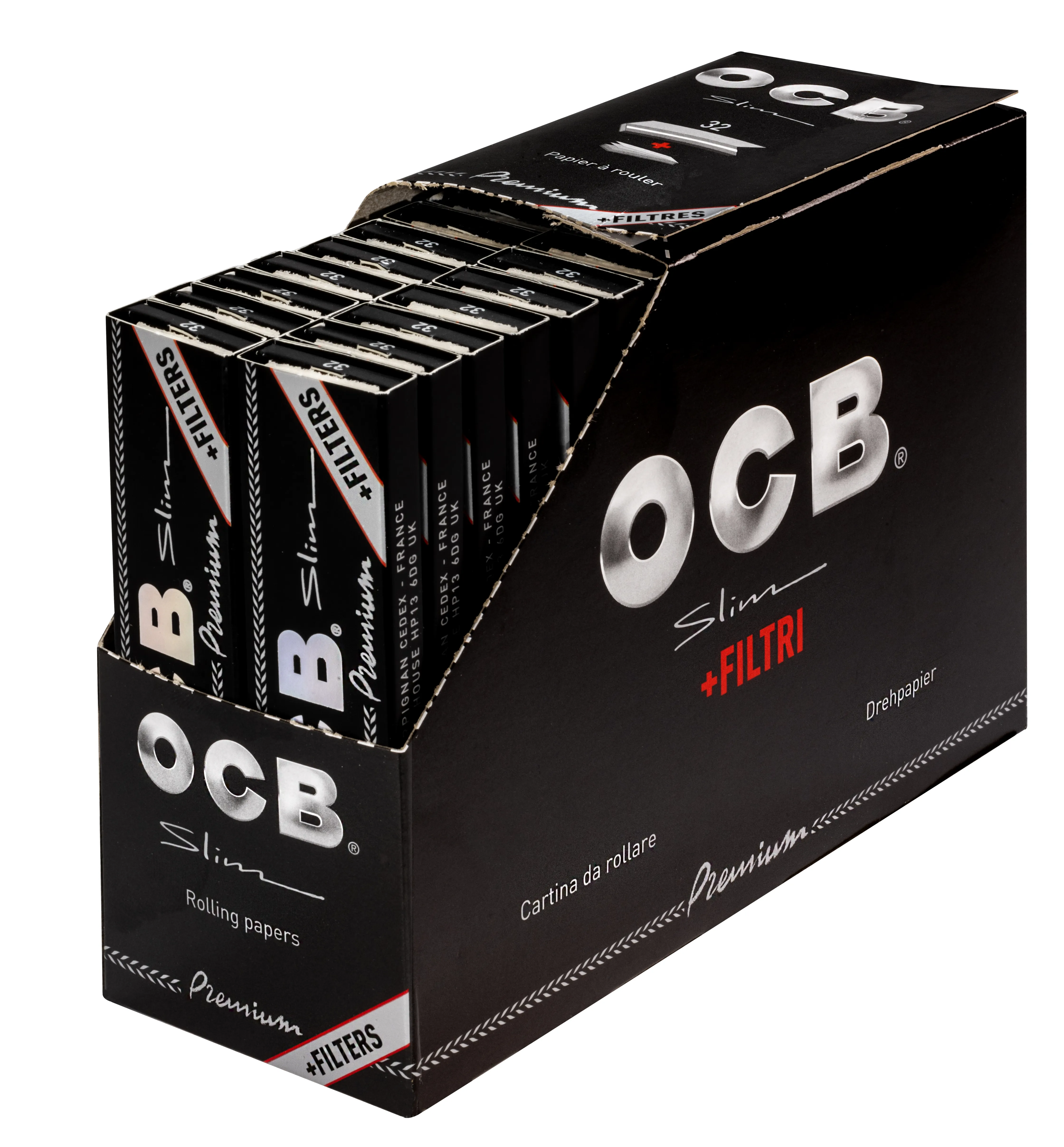 OCB Schwarz Premium Slim & Filter Tips 32 x 32 Blättchen