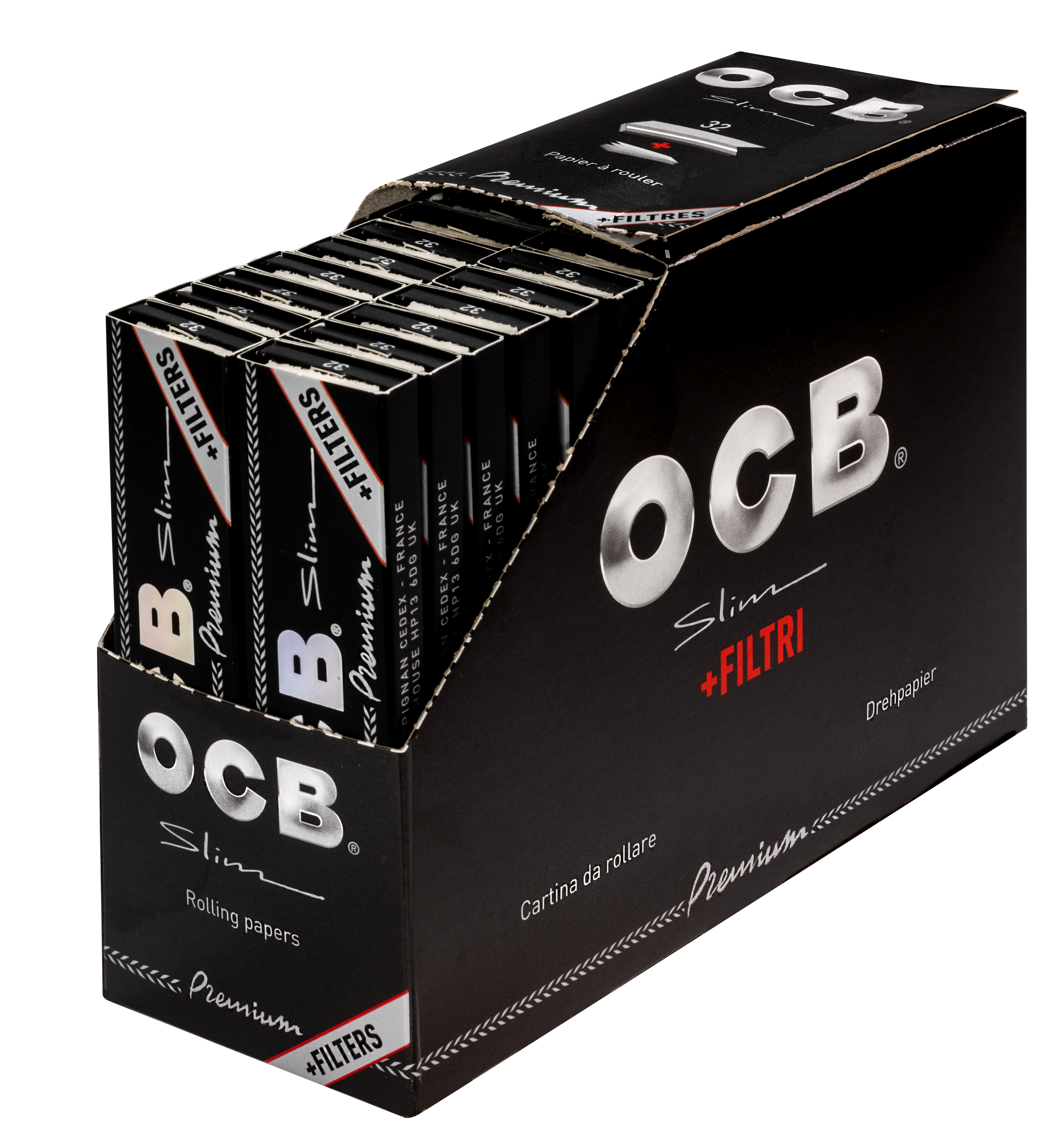OCB Schwarz Premium Slim & Filter Tips 32 x 32 Blättchen