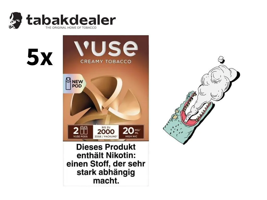 5x Vuse Pro Caps Creamy Tobacco 20mg 5 x 2 Pods