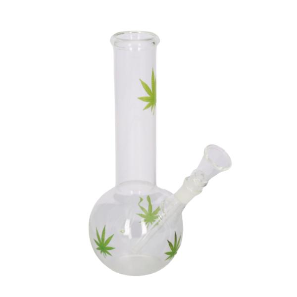 Glasbong Kugel, transparent/Hanfblatt 1 Stück