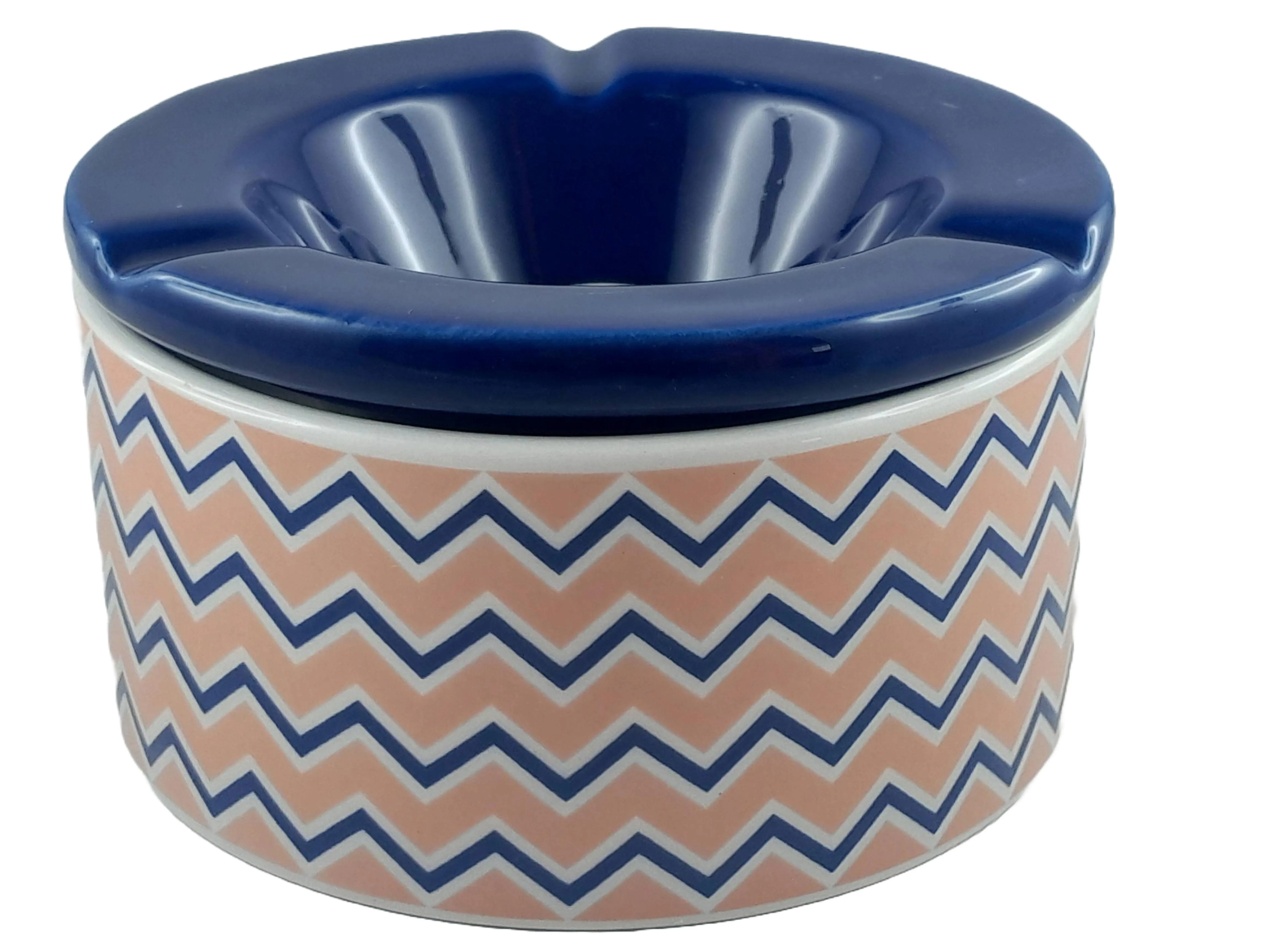 Windascher Keramik "Seventies" Weiß/Blau 1 Stück