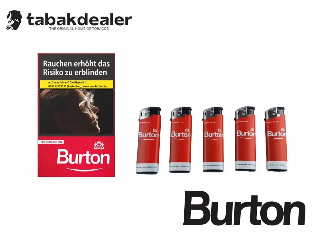 Burton Original L + 5 Burton Feuerzeuge 10 x 20 Zigaretten