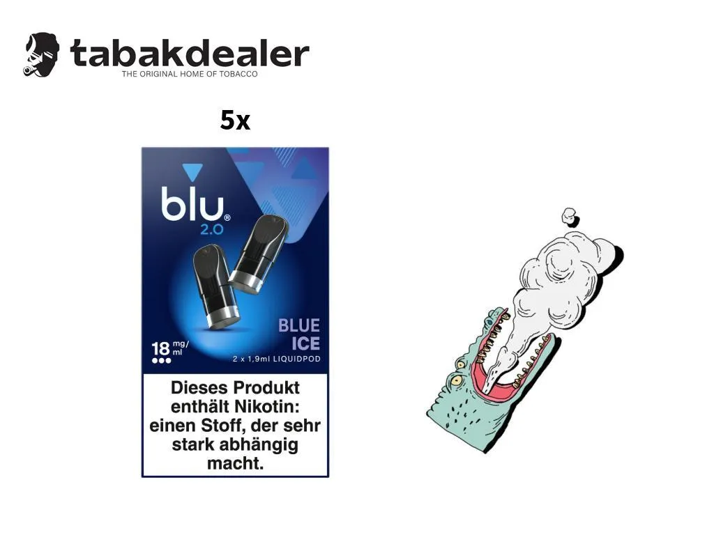 5x blu 2.0 Liquidpod Blue Ice 18mg/ml
