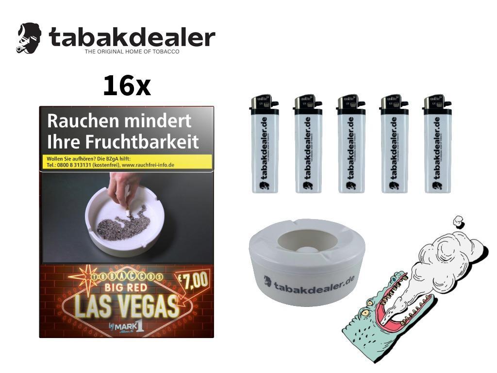 16x25 Las Vegas Red Zigaretten + 5x Tabakdealer Feuerzeuge + 1 Tabakdealer Aschenbecher 