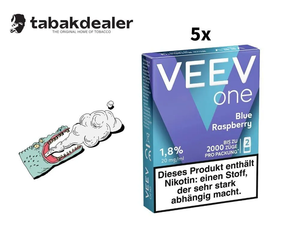 5x Veev One Pod Blue Raspberry