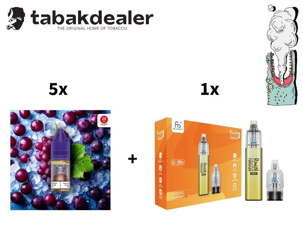 5x RandM Liquid Grape Ice + 1 RandM Tornado Pro Kit Yellow 