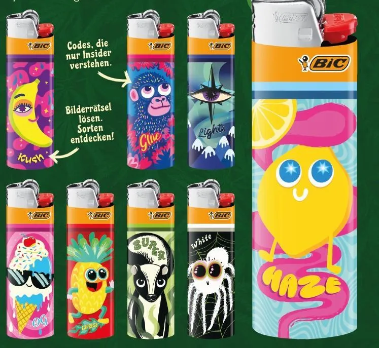 BIC Einweg Feuerzeuge Maxi Motiv J26 Cannabis 1 x 50 Feuerzeuge
