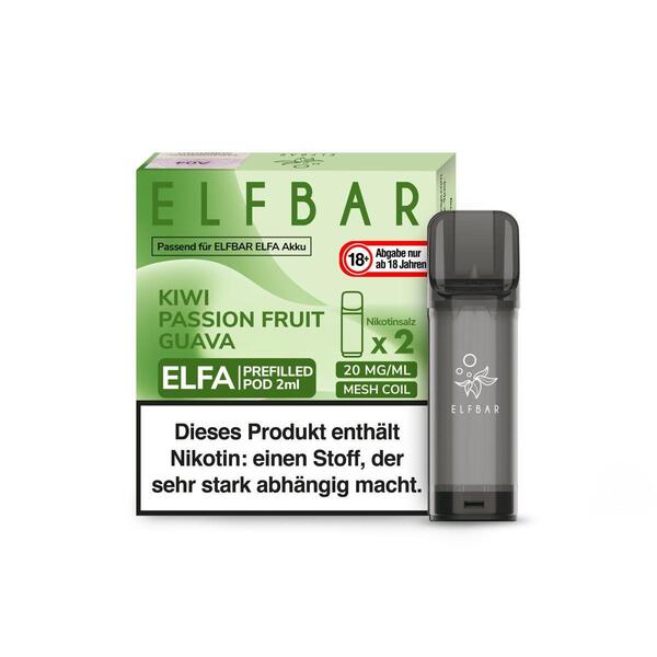ELFBAR Elfa Pod Kiwi Passion Fruit Guava 20mg/ml Nikotin 1 x 2 Pods