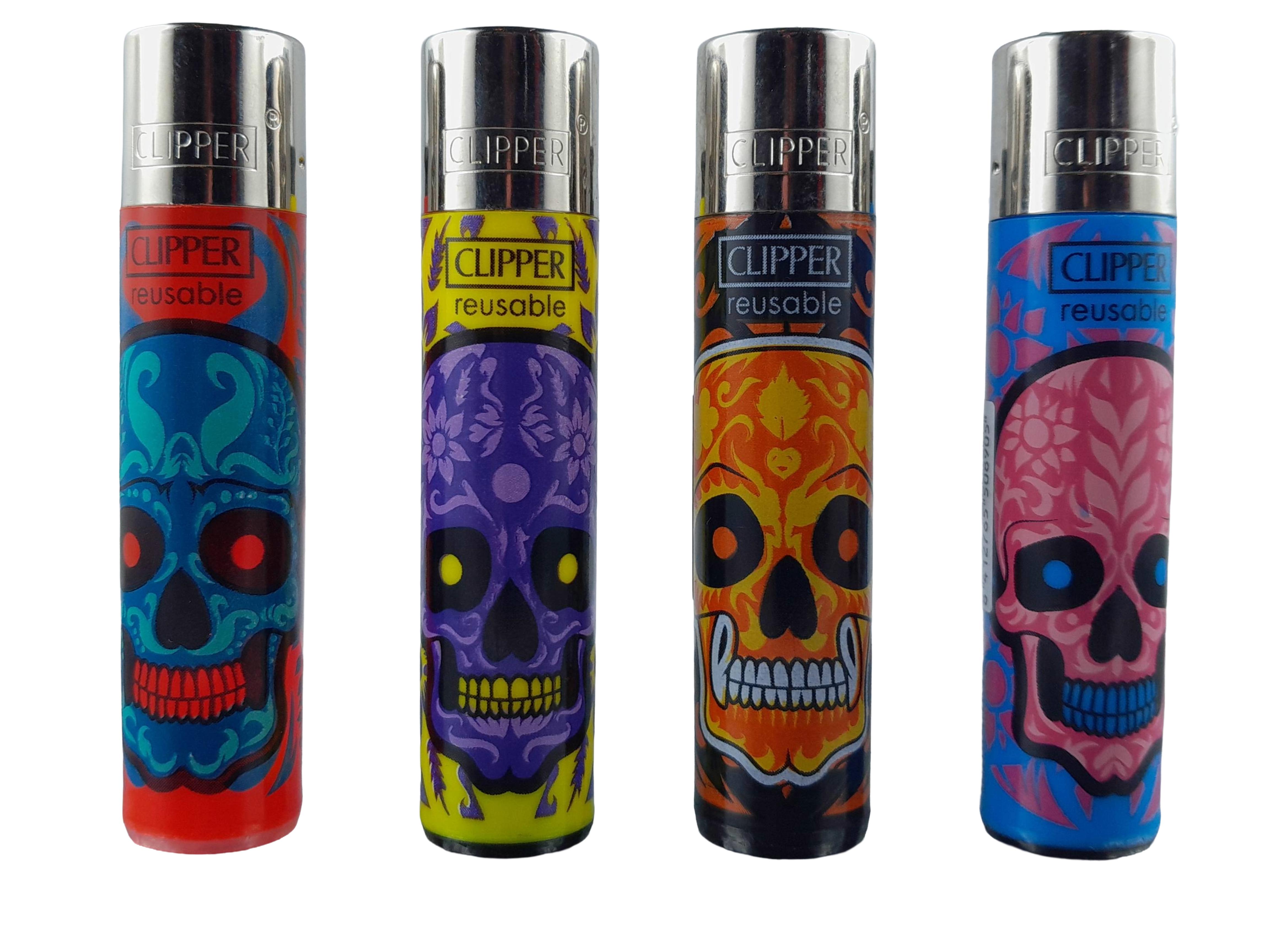 Clipper Mehrweg-Feuerzeug Skull 48 Stück