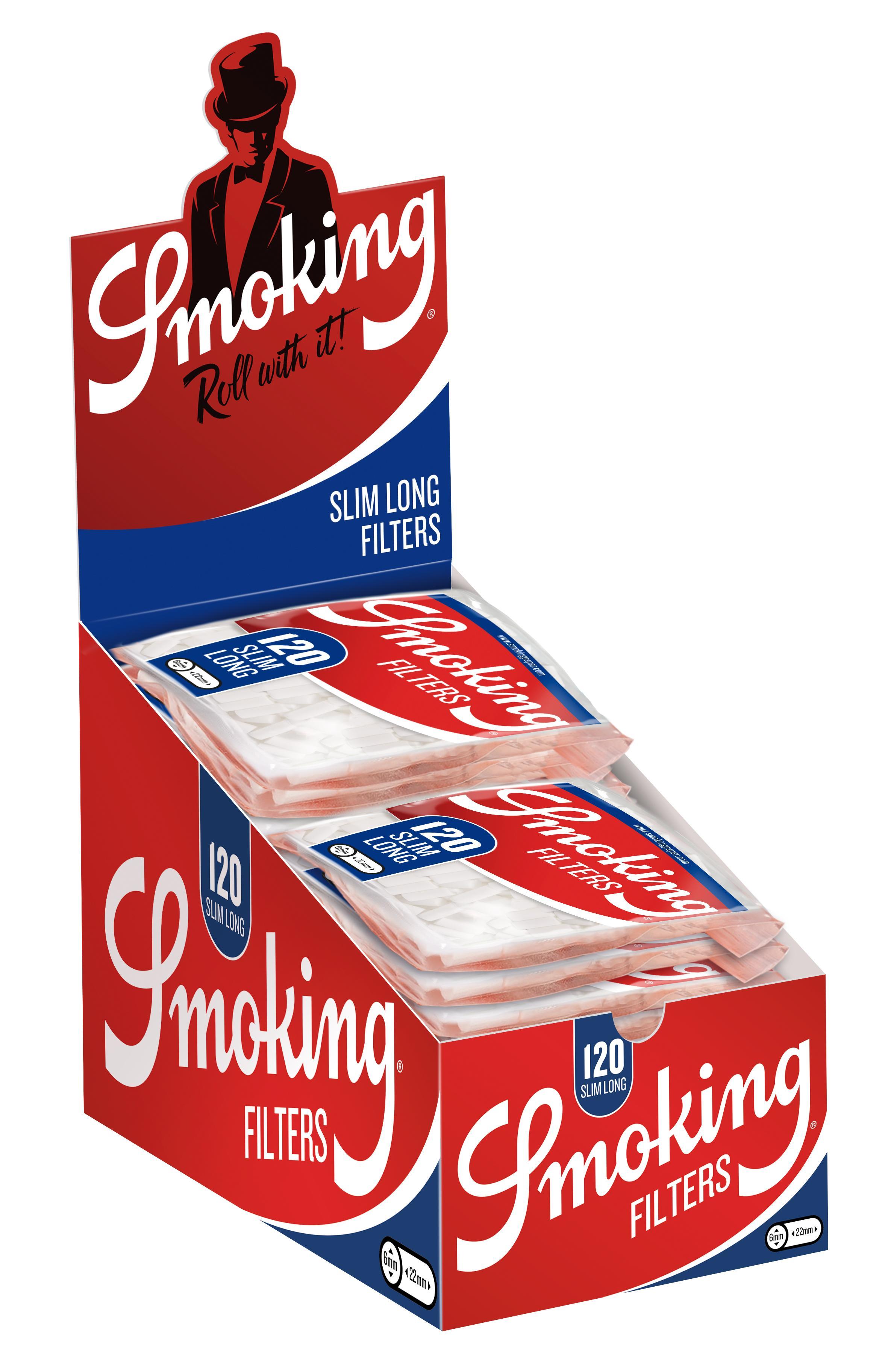 Smoking Slim Long 6 mm Filter gummiert 10 x 120 Filter