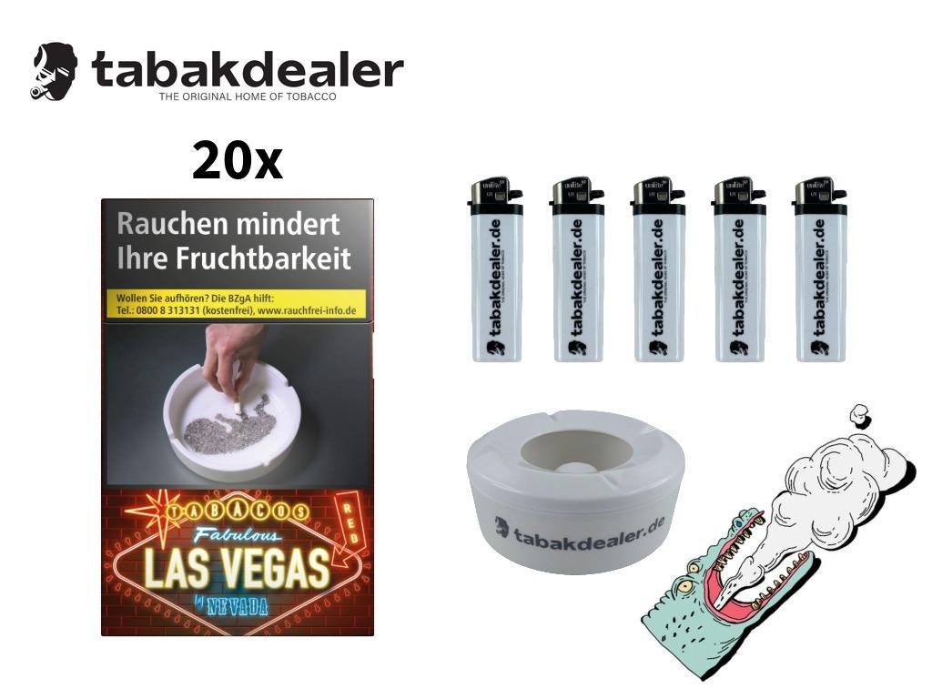 20x20 Las Vegas Red Zigaretten + 5x Tabakdealer Feuerzeuge + 1x Tabakdealer Windascher 
