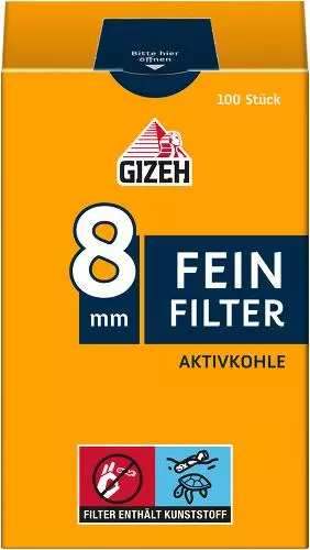 Gizeh Feinfilter Aktivkohle 8mm 10 x 100 Filter