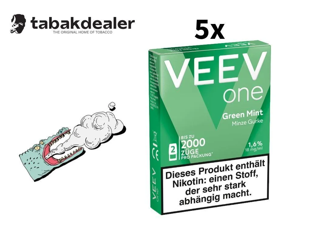 5x Veev One Pod Green Mint