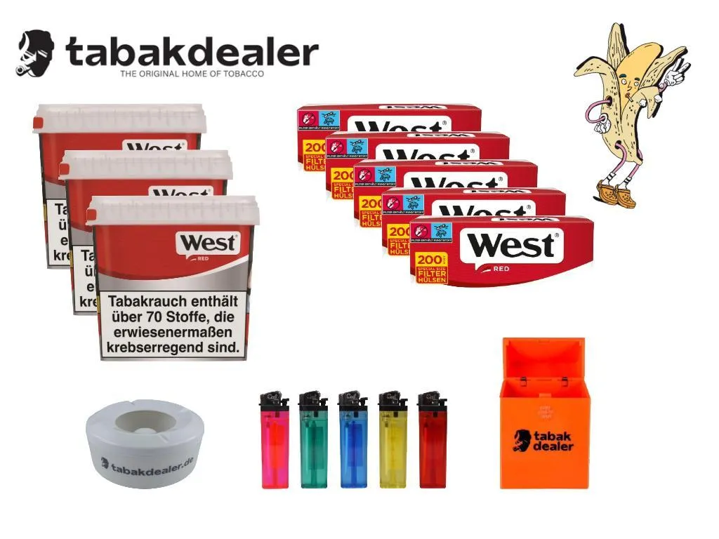 3x West Red Titan Box Tabak 265g