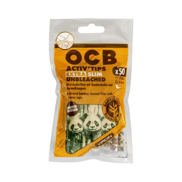OCB Activ Tips Extra Slim unbleached Bambuskohle Filter 6mm