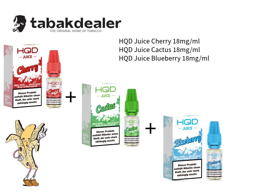 HQD Juice Cherry, Cactus, Blueberry 18mg/ml 3er