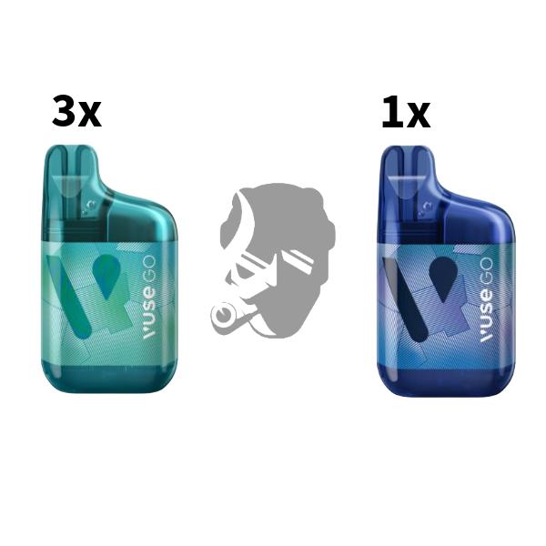 Vuse Go 1000 Aktion Vuse Go 1000 3 x Peppermint Ice + 1x Blueberry Ice Gratis Bundle