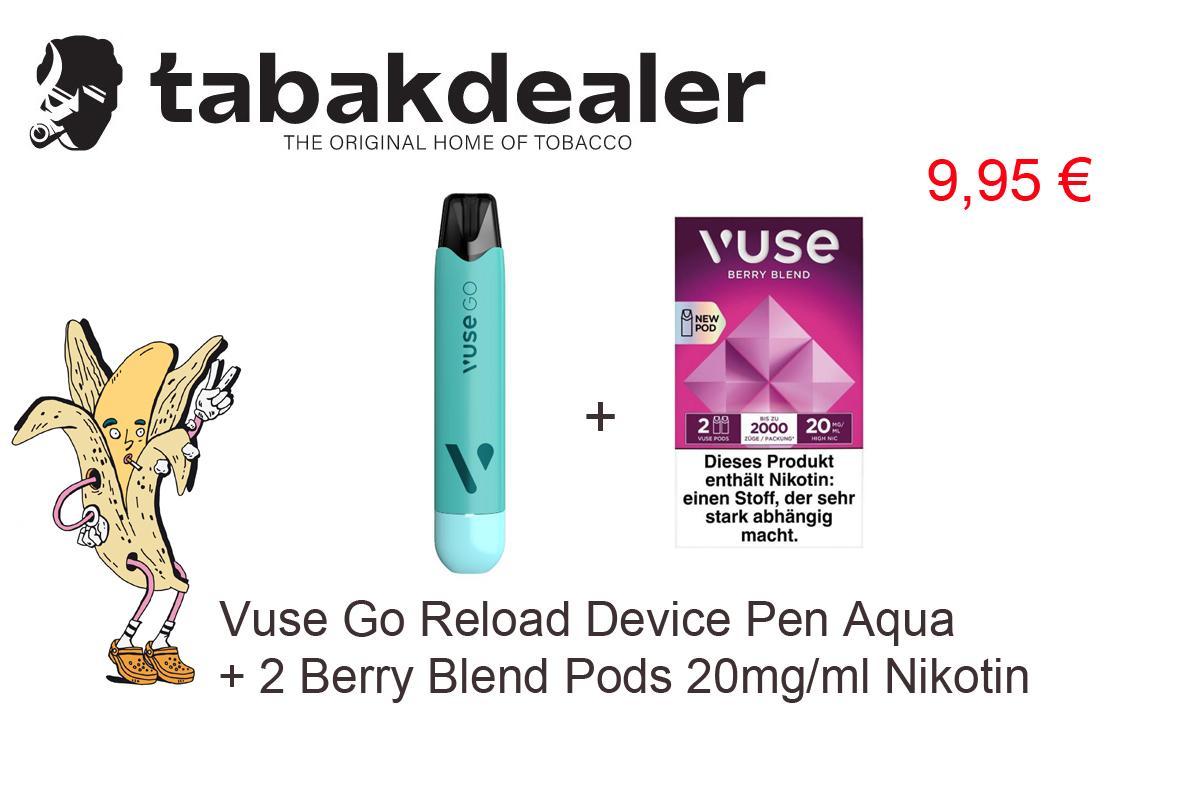 Vuse Go Reload Device Pen Aqua + 1 x 2 Vuse Pods Berry Blend 20mg/ml gratis 