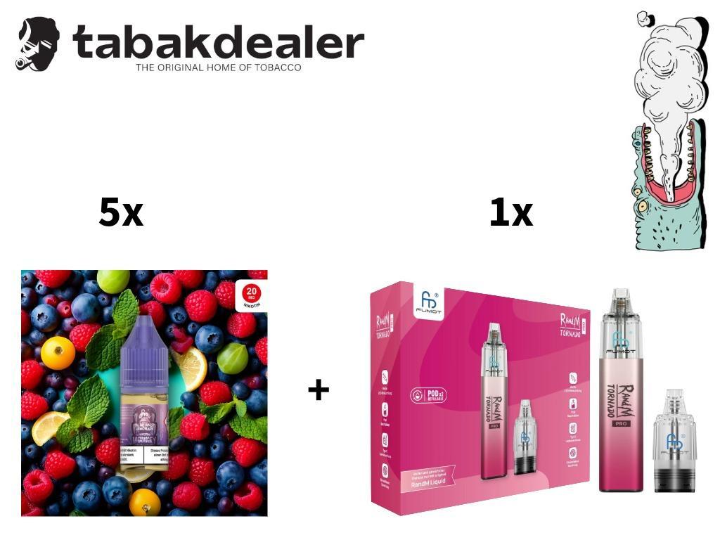 5x RandM Liquid Blue Razz Lemonade + 1 RandM Tornado Pro Kit Pink 
