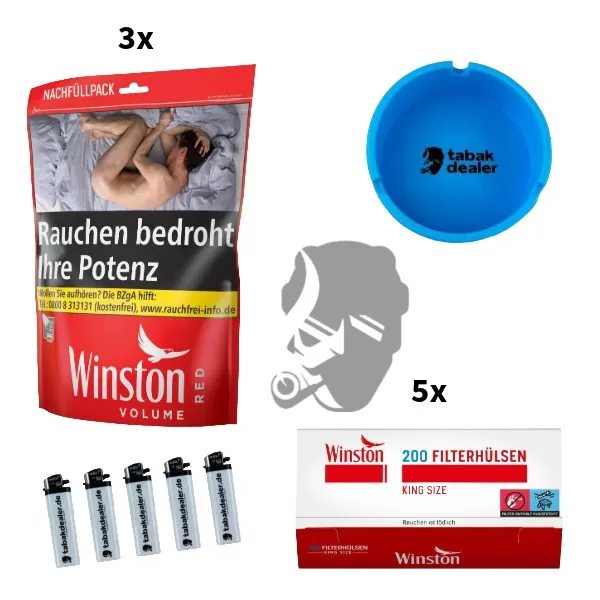 3x Winston Volume Red Zip Bag 185g