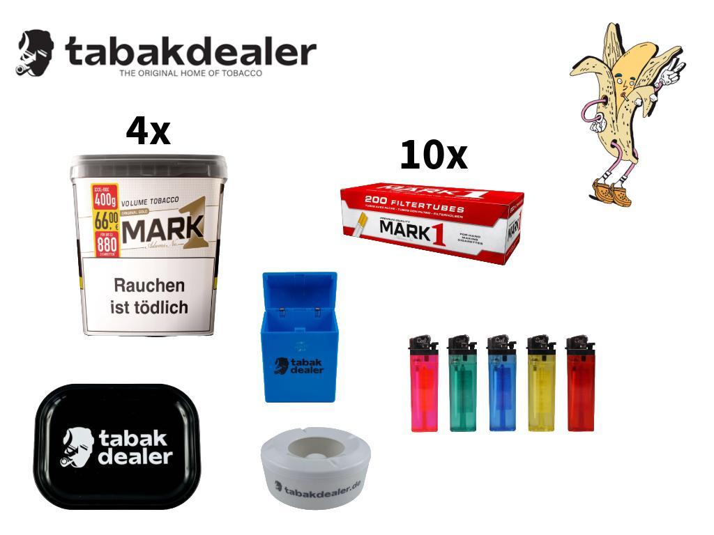 4x Mark 1 VT Gold 400g+ 1000 Mark Adams Hülsen + 5 Cool Feuerzeuge+ 1 Windascher+ 1 Tray + 1 Etui 