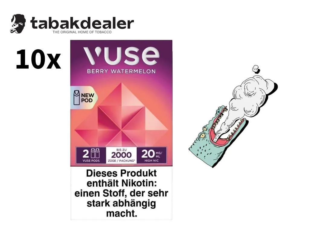 10x Vuse Pro Cap Berry Watermelon 20mg 10 x 2 Pods