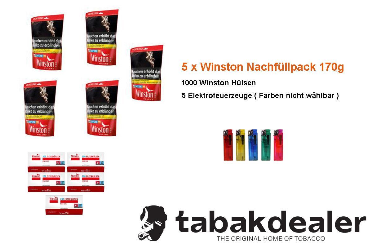 5 x  Winston Nachfüllpack + 1000 Hülsen + Zubehör 