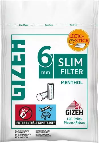 Gizeh Filter Slim Menthol 10 x 120 Filter