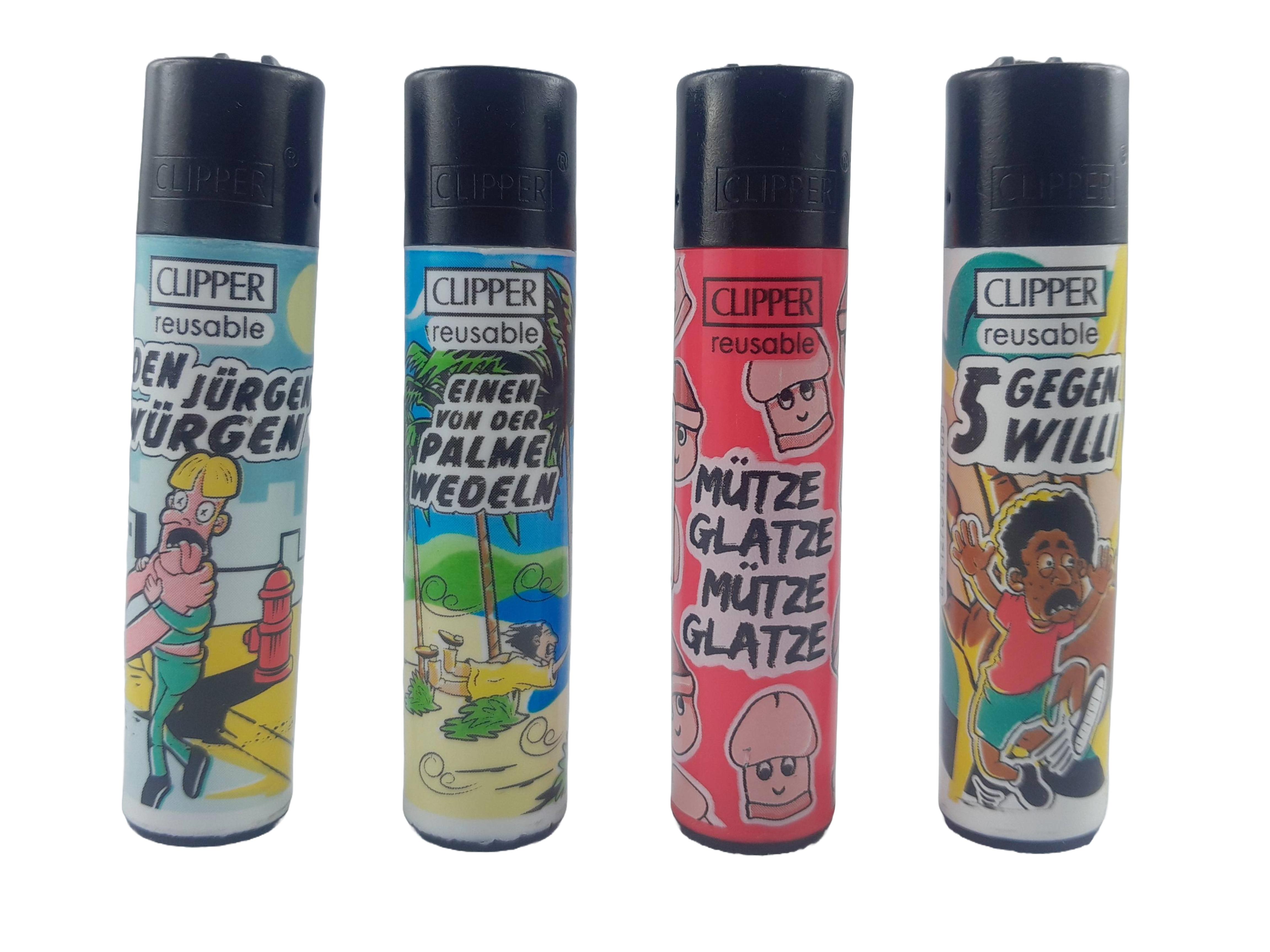 Clipper Mehrweg-Feuerzeug 5 gegen Willi 1 x 4 Stück