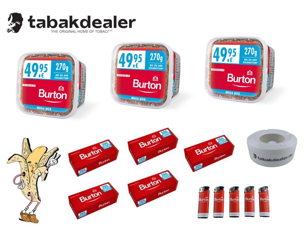 3 Burton Red 270g, Hülsen, 5 FZ, TD Aschenbecher 