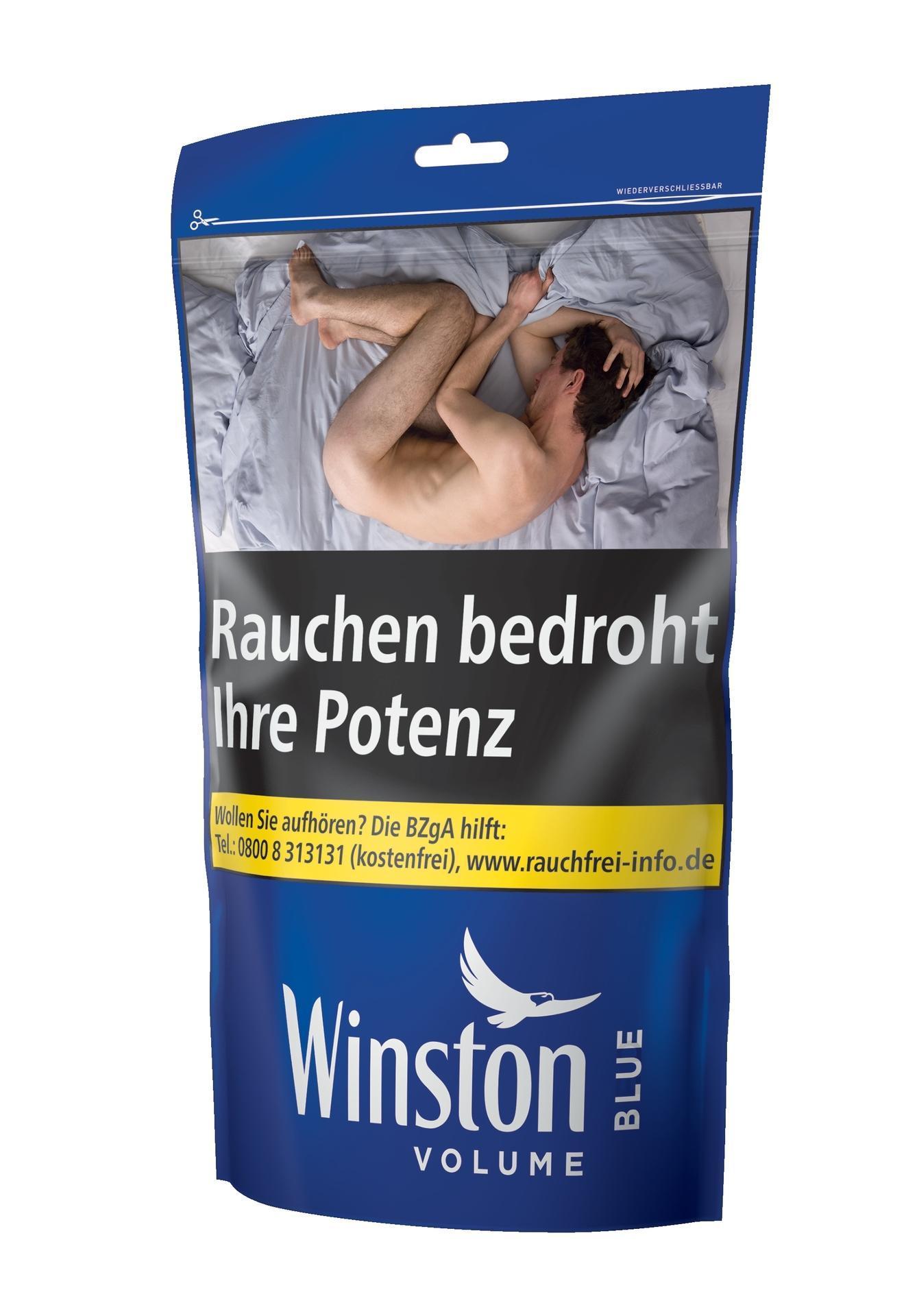 3 x Winston Volume Zip Bag Blue 105 g, 600 Winston Hülsen, OCB Feuerzeuge, 1 Aschenbecher