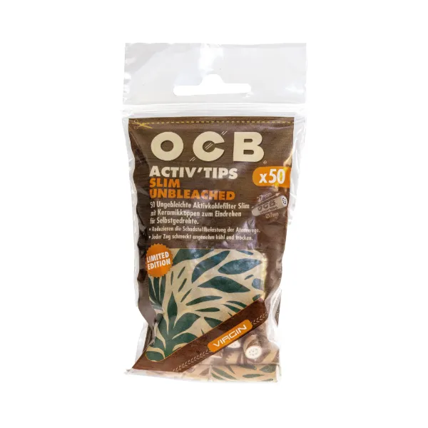 OCB Activ'Tips Slim Unbleached 7mm Ltd.