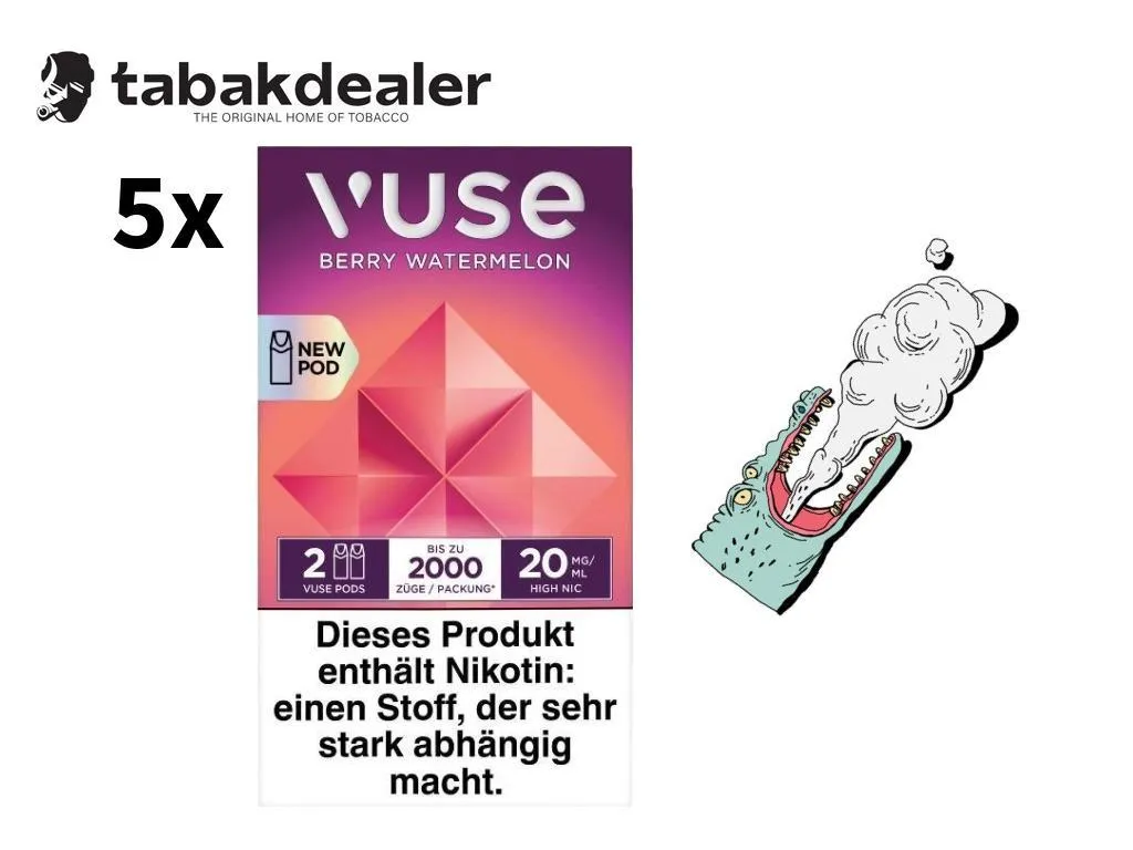 5x Vuse Pro Cap Berry Watermelon 20mg 5 x 2 Pods