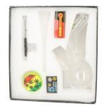 Mini Glasbong H.17,5cm mit Hanfblatt+Gri 1 Stück