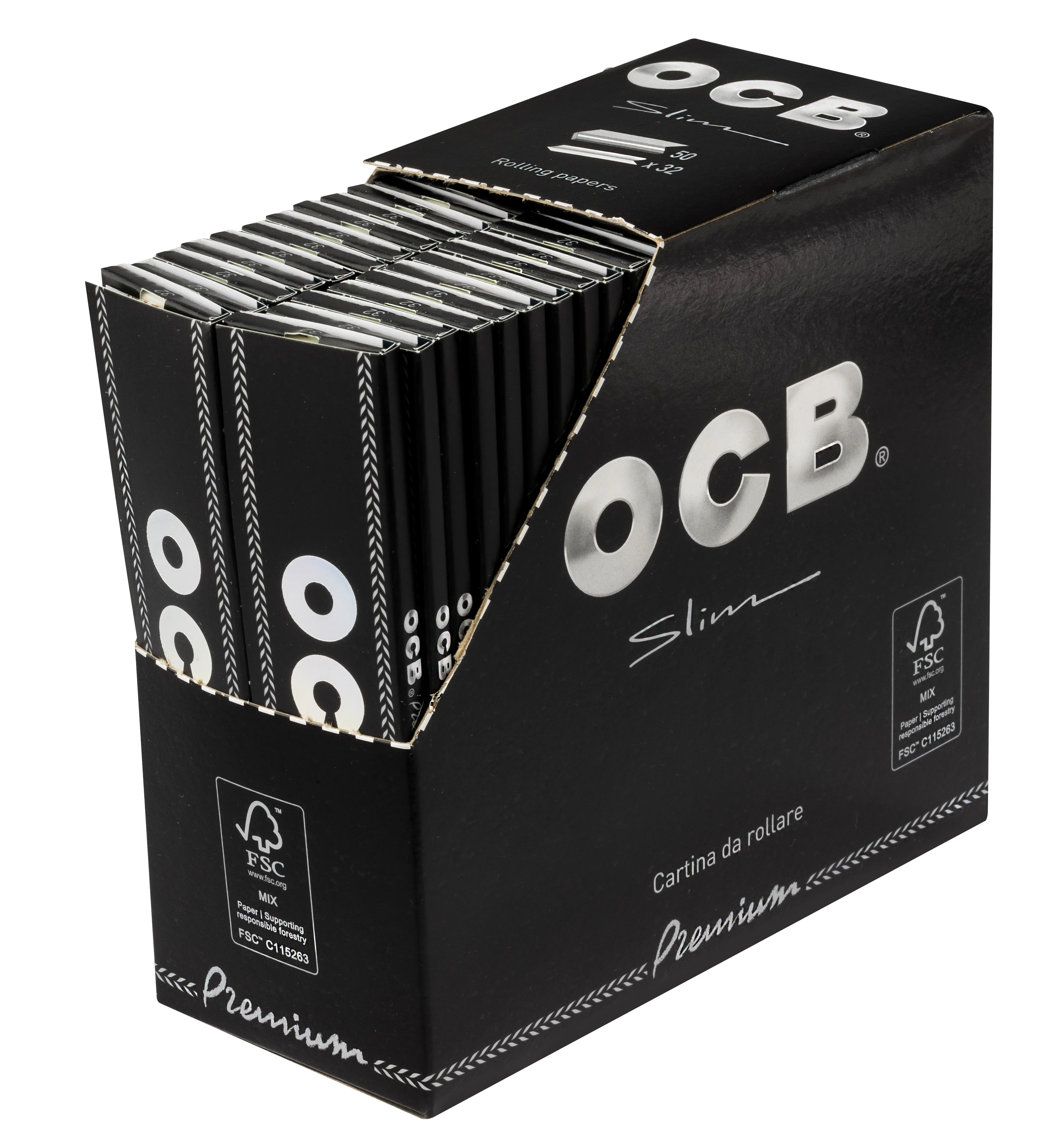 OCB schwarz Premium long slim 50 x 32 Blättchen