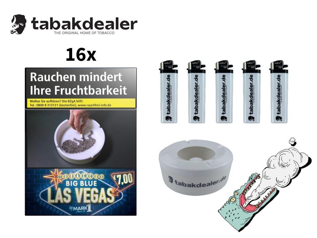 16x25 Las Vegas Blue Zigaretten + 5x Tabakdealer Feuerzeuge + 1x Tabakdealer Windascher 